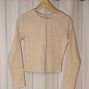 Together Cream Long Sleeve Crop Top